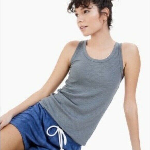 Jenni Cast Iron Gray Solid Ribbed Lounge Pajama Tank Top Small NWT - Picture 1 of 8
